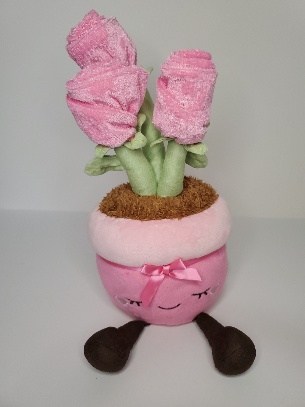 Greenhouse by Russ 12" Valentine Roses Plush Potted Plant Pink